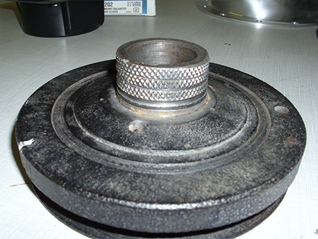 Figure 3 - This photo shows the Alpine damper knurled and turned back to 1.763 inches